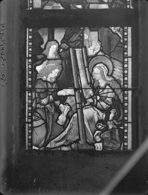 Acht Scheiben aus einem Zyklus mit neutestamentarischen Darstellungen — Glasbild: Maria im Tempel