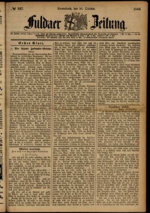 Ausgabe vom Samstag, den 16. Oktober 1886.