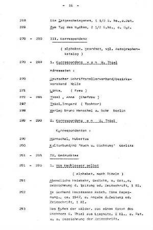 270 - 290, III. Korrespondenz