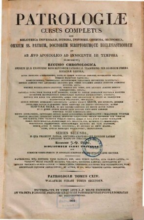Walafridi Strabi Fuldensis monachi Opera omnia : ex editione Ducensi et collectionibus Mabillonii, Dacherii, Goldasti, etc. ; nunc primum in unum coadunata, 2