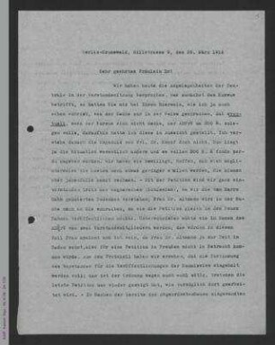 Brief von Helene Lange an [Margarete Bernhard]