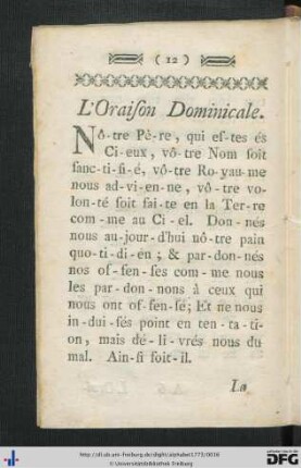 L'Oraison Dominicale.
