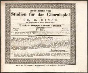 Neue Reihe von Studien für das Choralspiel : als Supplement zu dessen Choralfreund. 1,1. Erster Supplement-Band, 1tes Heft