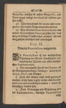 Cap. XI. Von der Putrefaction insgemein.