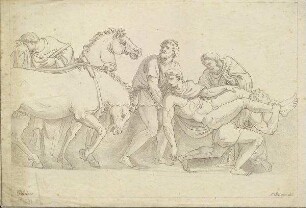 Lithografie nach einer Zeichnung Caravaggios