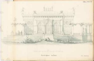 Gartenhaus Monatskonkurrenz Oktober 1877: Aufriss Gartenansicht; Maßstabsleiste