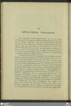 VII. Gefärbte Objekte. Pleochroismus
