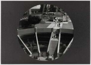 Wettbewerb Kongresshalle (später: ICC) für die Berliner Ausstellungen, 1. Preis (nicht realisiert) – Modellansicht, Blickin den Sommergarten. Berlin-Charlottenburg, Messedamm 22
