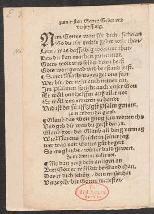 zum ersten Gottes Gebot vnd || verheyssung. ||