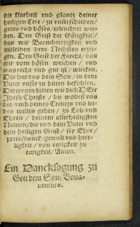 Ein Dancksagung zu Gott dem Son/ Bonaventurae.