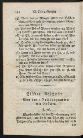 Eilfter Abschnitt. Von den 4 Rechnungsarten mit Brüchen