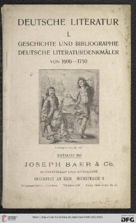 Nr. 560: Deutsche Literatur: Geschichte und Bibliographie deutsche Literaturdenkmäler von 1600-1750