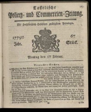 6tes Stueck, Montag den 8ten Februar. 1779