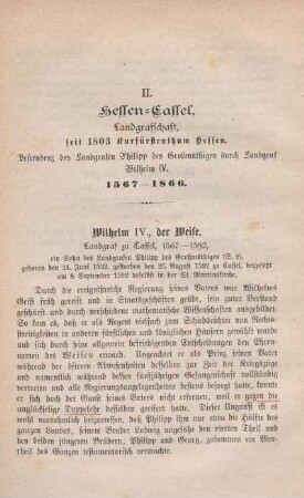 II. Hessen-Cassel, Landgrafschaft, seit 1803 Kurfürstenthum Hessen