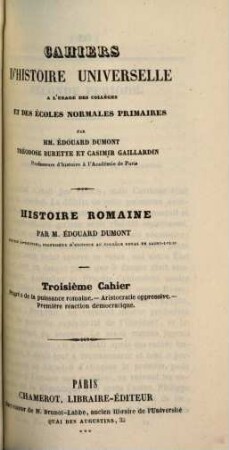 Histoire Romaine, 3. Progrès de la puissance romaine. Aristocratie oppressive. Première réaction démocratique