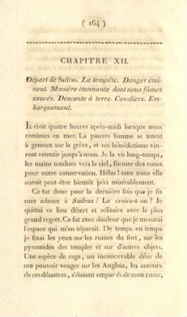 Chapitre XII. Départ de Sadras ...