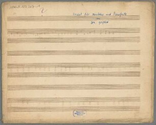 Concertos, mandoline, pf, C-Dur - BSB Mus.N. 122,367-1 : [title, later hand, pen:] Konzert für Mandoline und Pianoforte // von // Joh. Geißler
