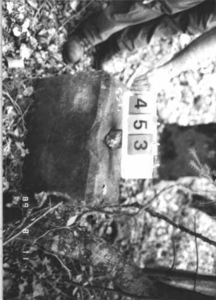 Grabstein 453 (Index: 99800221) Material: Sandstein Zustand: angeschlagen, Stele fehlt Maße HxBxT: 41x56x21 cm Beschreibung: Stelensockel, Stele fehlt: Grabstein 453