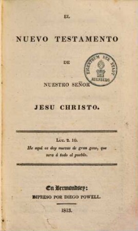 El nuevo Testamento de nuestro Señor Jesu Christo