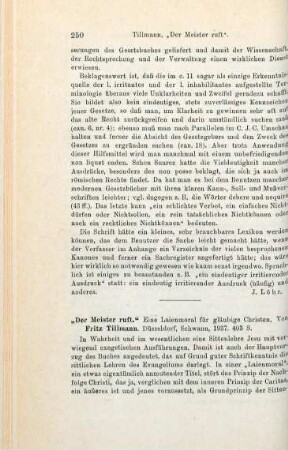 250-251 [Rezension] Tillmann, Fritz, Der Meister ruft