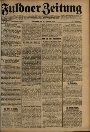 Erste Ausgabe vom Mittwoch, den 17. Februar 1915.