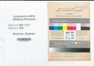 Entnazifizierung Siegfried Broecher , geb. 05.01.1907 (Landwirt)
