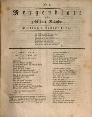 Morgenblatt für gebildete Stände. 22,1. 1828