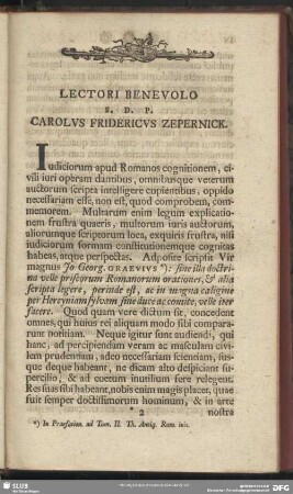 Lectori Benevolo S. D. P. Carolus Fridericus Zepernick