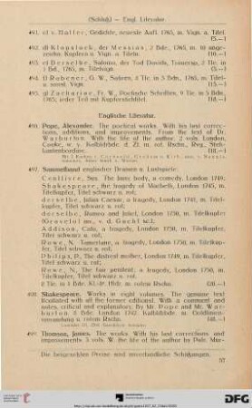 Englische Literatur (Nr. 496-499)