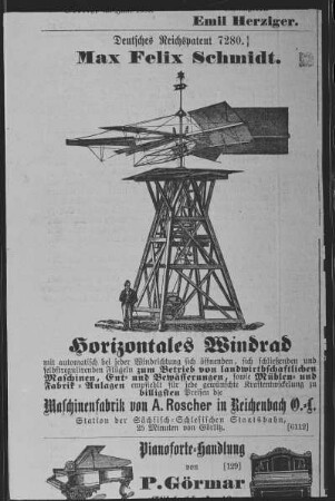 Reichenbach/O.L.. Horizontales Windrad, aus: Niederschlesische Zeitung vom 13.6.1880