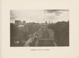 "Ausblick von der Terrasse" des Viktoria-Pensionats auf Karlsruhe