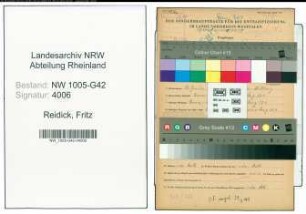 Entnazifizierung Fritz Reidick , geb. 17.01.1900 (Bergmann)
