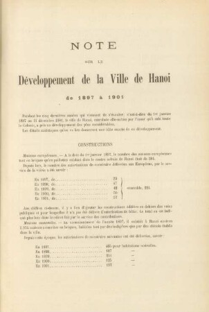 Note sur le développement de la ville de Hanoi ...