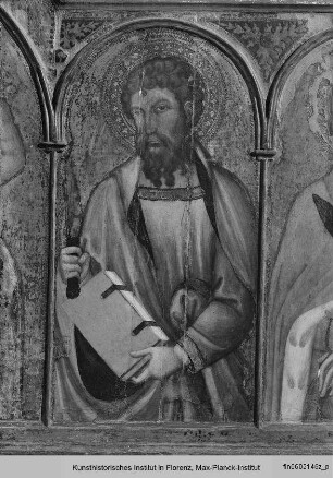 Polyptychon mit Maria und Kind und vier Heiligen