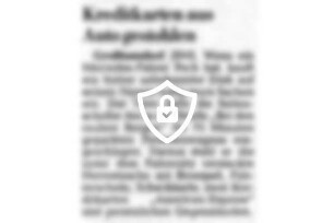 Kreditkarte aus Auto gestohlen
