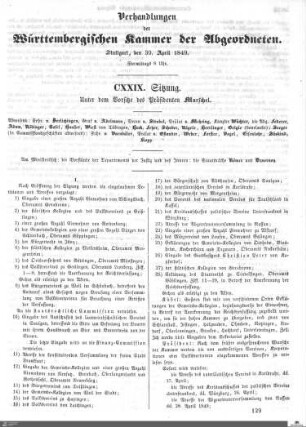 129. Sitzung, Stuttgart, 30.4.1849