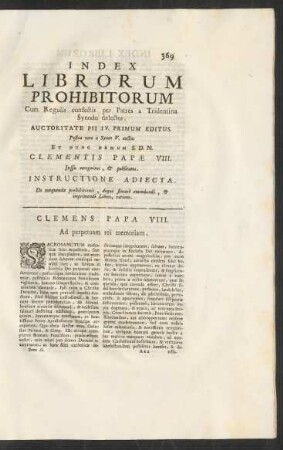 Index Librorum Prohibitorum ...