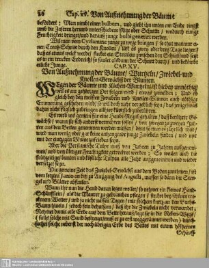 Cap. XV. Von Außnehmung der Bäume / Wurtzeln / Zwiebel- und Knollen-Gewächß der Blumen