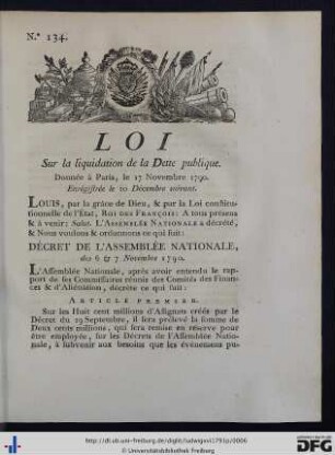 Loi Sur la liquidation de la Dette publique.