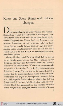 Kunst und Sport, Kunst und Leibesübungen