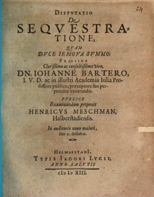 Disp. de sequestratione