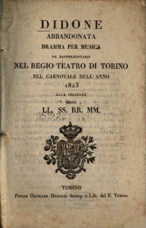Didone abbandonata : Dramma per musica