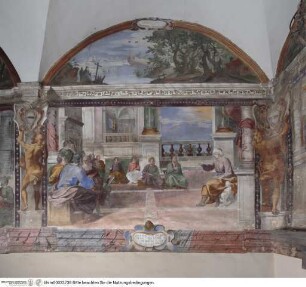 Szenen aus dem Leben des Heiligen Augustinus, Augustinus lehrt Rhetorik in Mailand