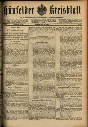 Ausgabe vom Samstag, den 19. August 1916.