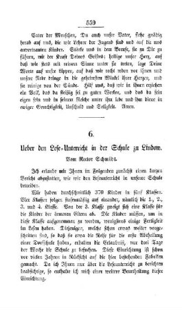 Ueber den Lese-Unterricht in der Schule zu Lindow