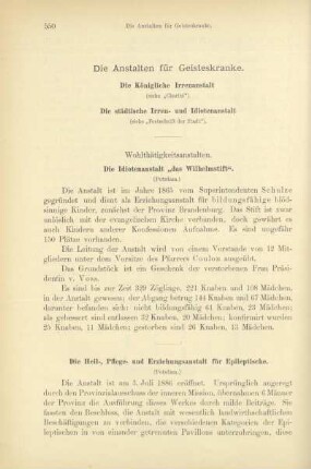Die Anstalten für Geisteskranke