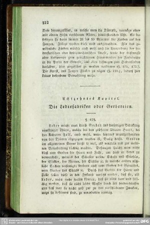 Achtzehntes Kapitel. Die Lederfabriken oder Gerbereien