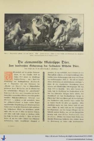 Die alemannische Malersippe Dürr. Zum hundertsten Geburtstag des Hofmalers Wilhelm Dürr.