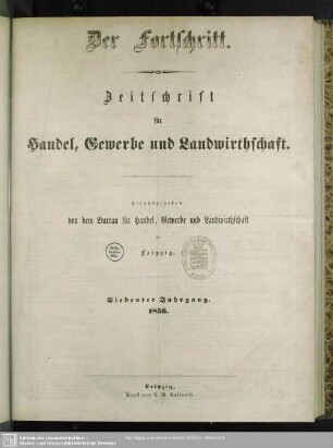 7.1856: Der Fortschritt : Zeitschrift für Handel, Gewerbe u. Landwirthschaft