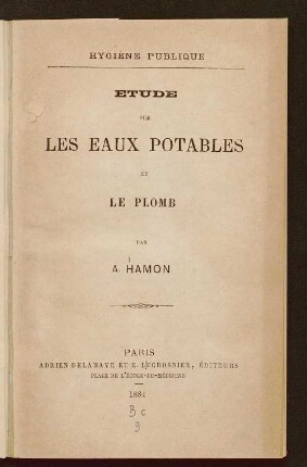 Etude sur les eaux potables et le plomb
